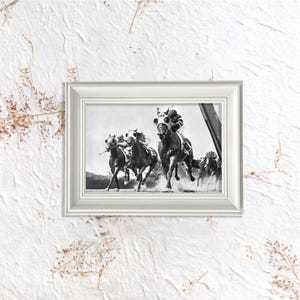 Horse Racing At Belmont Park Framed Print | Vintage Sports Art | Iconic Horse Racing Poster for Sports Fans