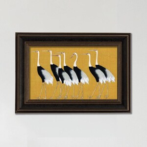 Japanese Cranes Framed Wall Art Print, Elegant Bird Art, Asian Wildlife Wall Decor, Vintage Framed Art
