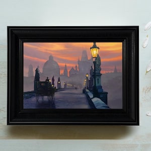 Prague Charles Bridge Sunrise - Timeless Vintage Framed Art for Classic European Charm