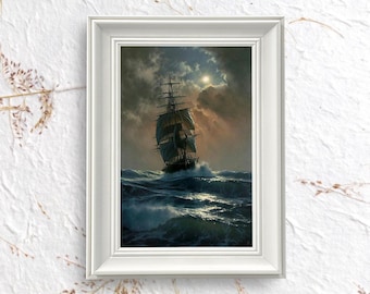 Ship Vintage Framed Wall Art, Nautical Decor, Maritime Wall Art, Antique Ship Print, Sailing Ship Canvas, Classic Boat Artwork