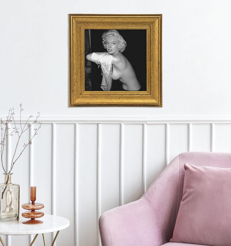 Marilyn Monroe Nude Leaked Photo, Sensual Vintage Framed Print, Iconic Hollywood Star Wall Art