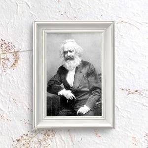 Ritratto di Karl Marx, stampa d'epoca con cornice – Stampa di un filosofo storico, decorazione di teoria politica, stampa d'arte con icona socialista