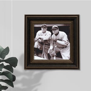 BASEBALL LEGENDS Lou Gehrig & Babe Ruth - Vintage Framed Yankees Print Hall of Fame Art