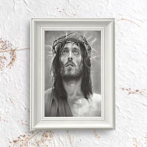 Jesus of Nazareth Vintage Framed Art | Religious Icon Print | Christian Wall Decor