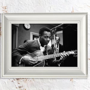George Benson Black and White Photo Vintage Framed Print - Iconic Jazz Music Art for Timeless Wall Decor and Music Lovers
