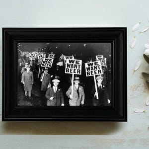 We Want Beer Canvas or Poster - Vintage Print - Bar Vintage Wall Art