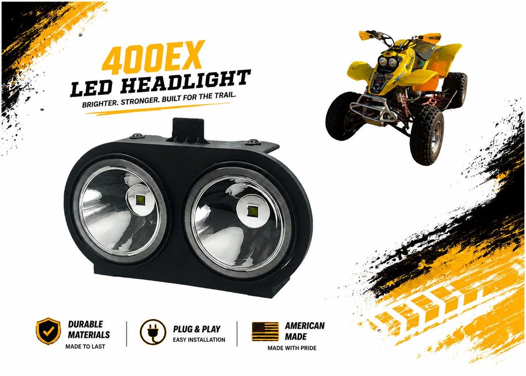 Honda 400ex Headlight: Complete Aftermarket Round LED Headlight