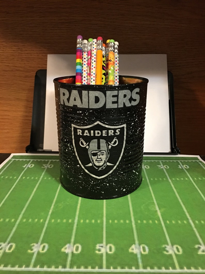 Football Pencil Holder Kf124 Oakland Raiders Fabric Etsy