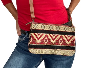 Vintage Southwestern Tapestry Bag: Vegan Western Crossbody Purse