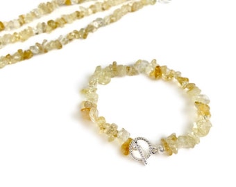 Prosperity Stone Natural Citrine Chip Bead Bracelet, Stacking Layering Piece