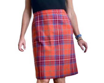 Scottish Tartan Skirt, Vintage Wool Kilt, Authentic Tartan Plaid Wool Skirt. M. 12
