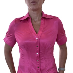 Fitted Satin Blouse Etsy UK