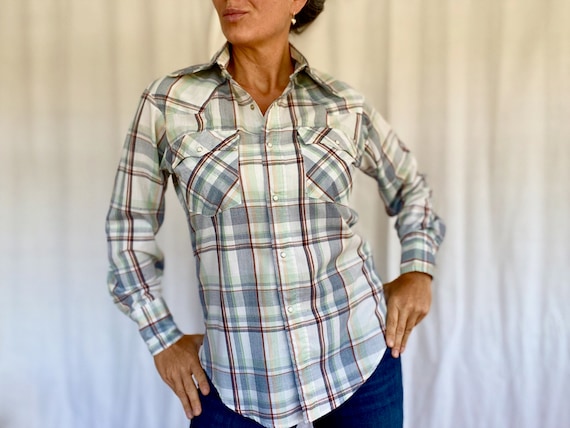 1970s Levis MENS Vintage Plaid Shirt, Trucker Sty… - image 2