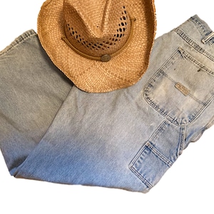 Vintage Wrangler Wide Leg Carpenter Jeans: 90s Distressed Denim (36x30)