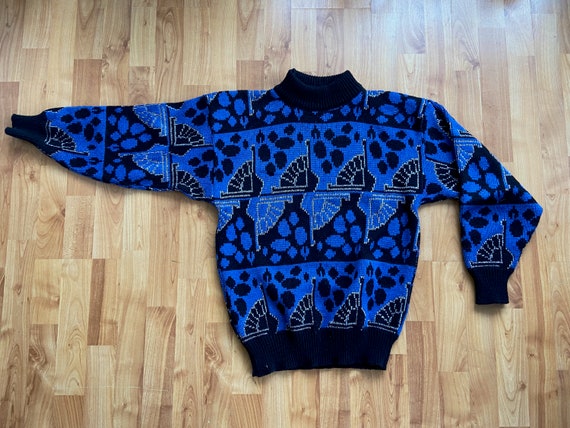 Vintage 80s Jumper Mock Neck Embellished Sweater,… - image 4