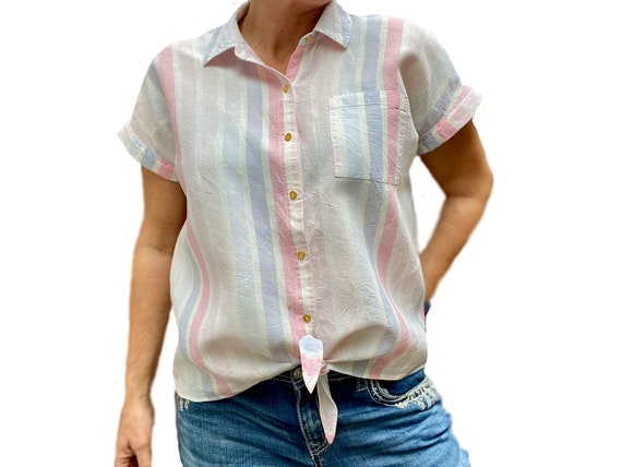 Vintage 90s Ellen Tracy Blouse Linen 
