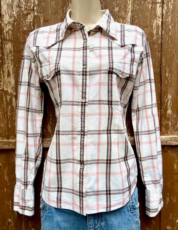 Western Blouse, 90s Wrangler Work Shirt, Plaid Ra… - image 10