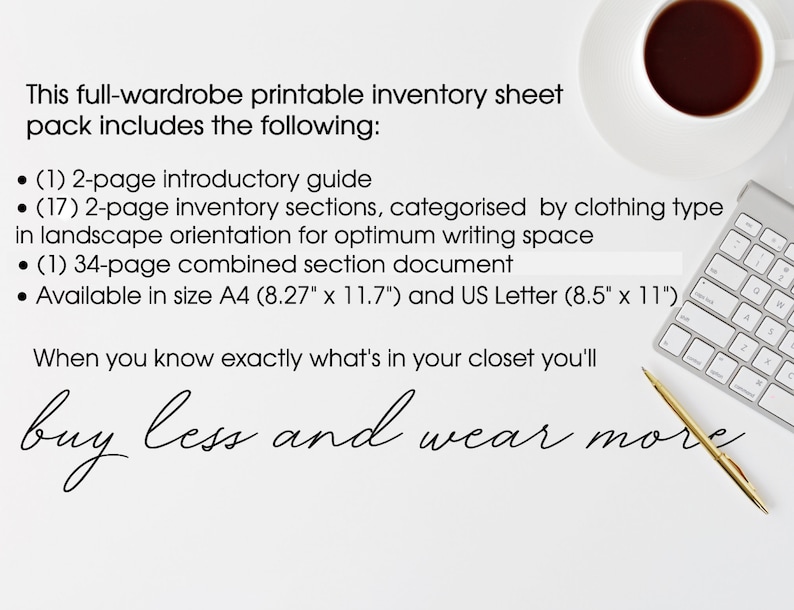 Closet Organizer Printable Wardrobe Inventory Management - Etsy
