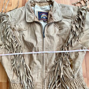 80s Fringed Jacket. Cropped Leather Western Fringe Jacket. Vintage Westernwear Leather Bomber Jacket. M. L image 7