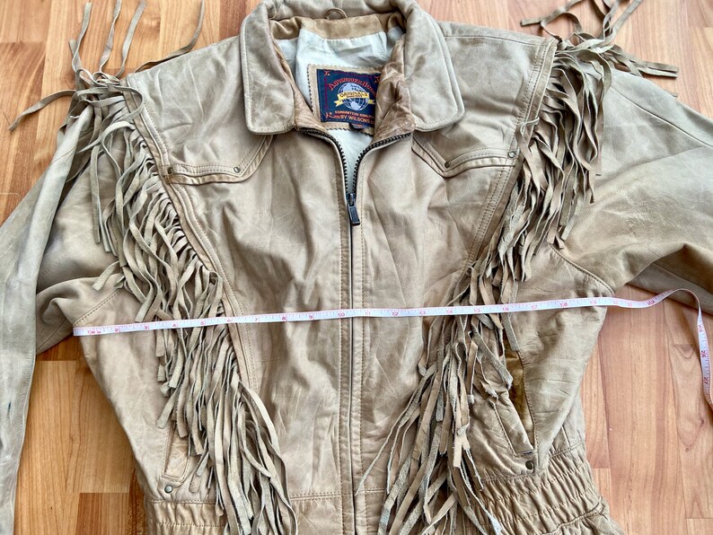 80s Fringed Jacket. Cropped Leather Western Fringe Jacket. Vintage Westernwear Leather Bomber Jacket. M. L image 7