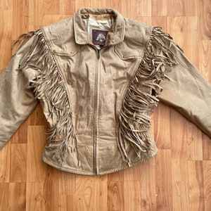 80s Fringed Jacket. Cropped Leather Western Fringe Jacket. Vintage Westernwear Leather Bomber Jacket. M. L image 5
