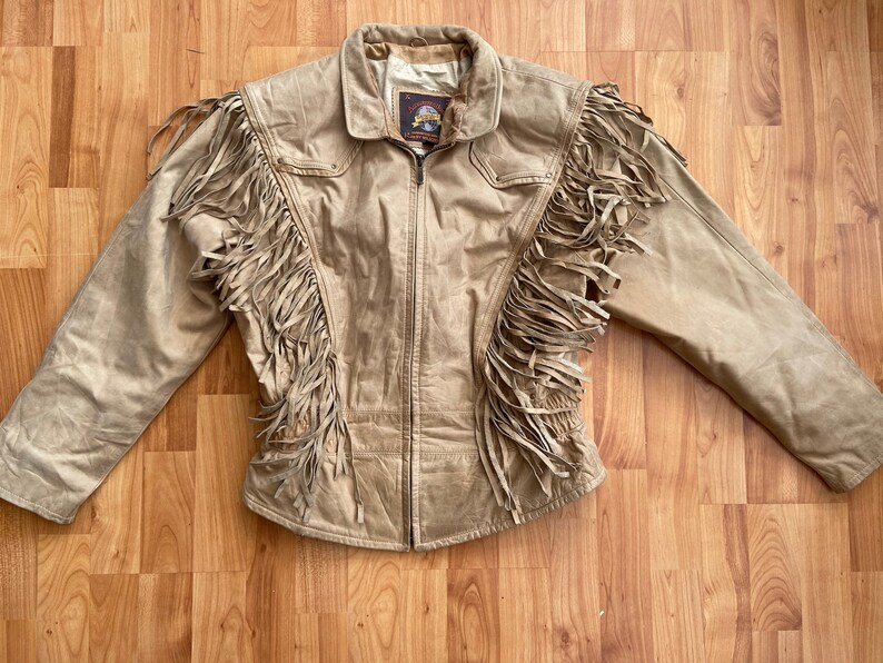 80s Fringed Jacket. Cropped Leather Western Fringe Jacket. Vintage Westernwear Leather Bomber Jacket. M. L image 5