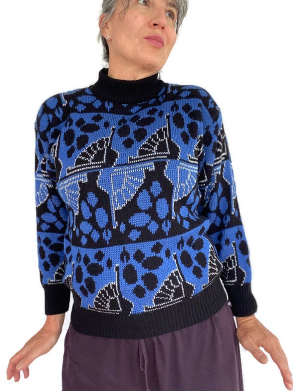 Vintage 80s Jumper Mock Neck Embellished Sweater,… - image 8