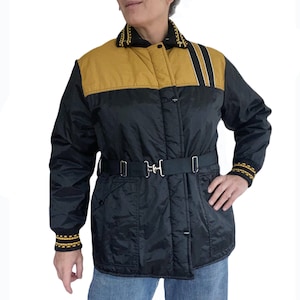 70er Jahre Ski-Parka, Strickkragen, Schneemobiljacke, abnehmbare Kapuze. M.L