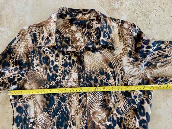 1990s Leopard Print Chiffon Button Down, Vintage … - image 5