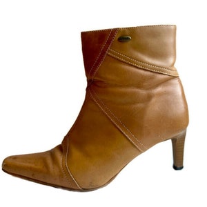 Wrangler Y2K Ankle Booties: Tan Leather Square Toe, US 9.5 / EU 41