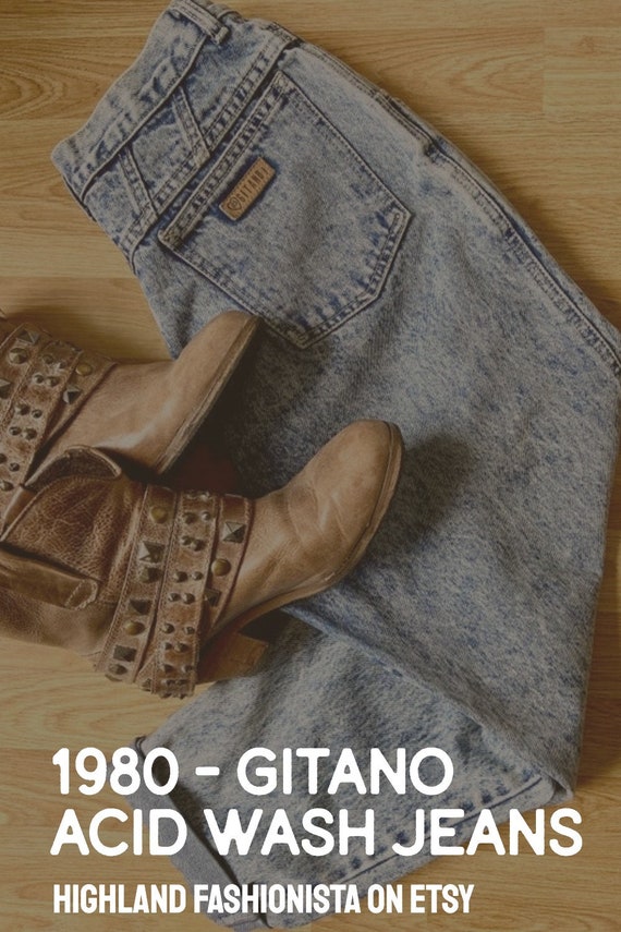 Vintage 80s Aesthetic PS GITANO Mom Jeans, Acid W… - image 10