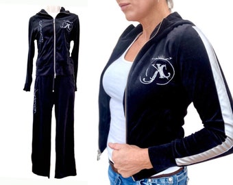 Vintage Velvet Tracksuit, Y2K Style Koucla Velour Sweatsuit, Vintage Loungewear. XS. S