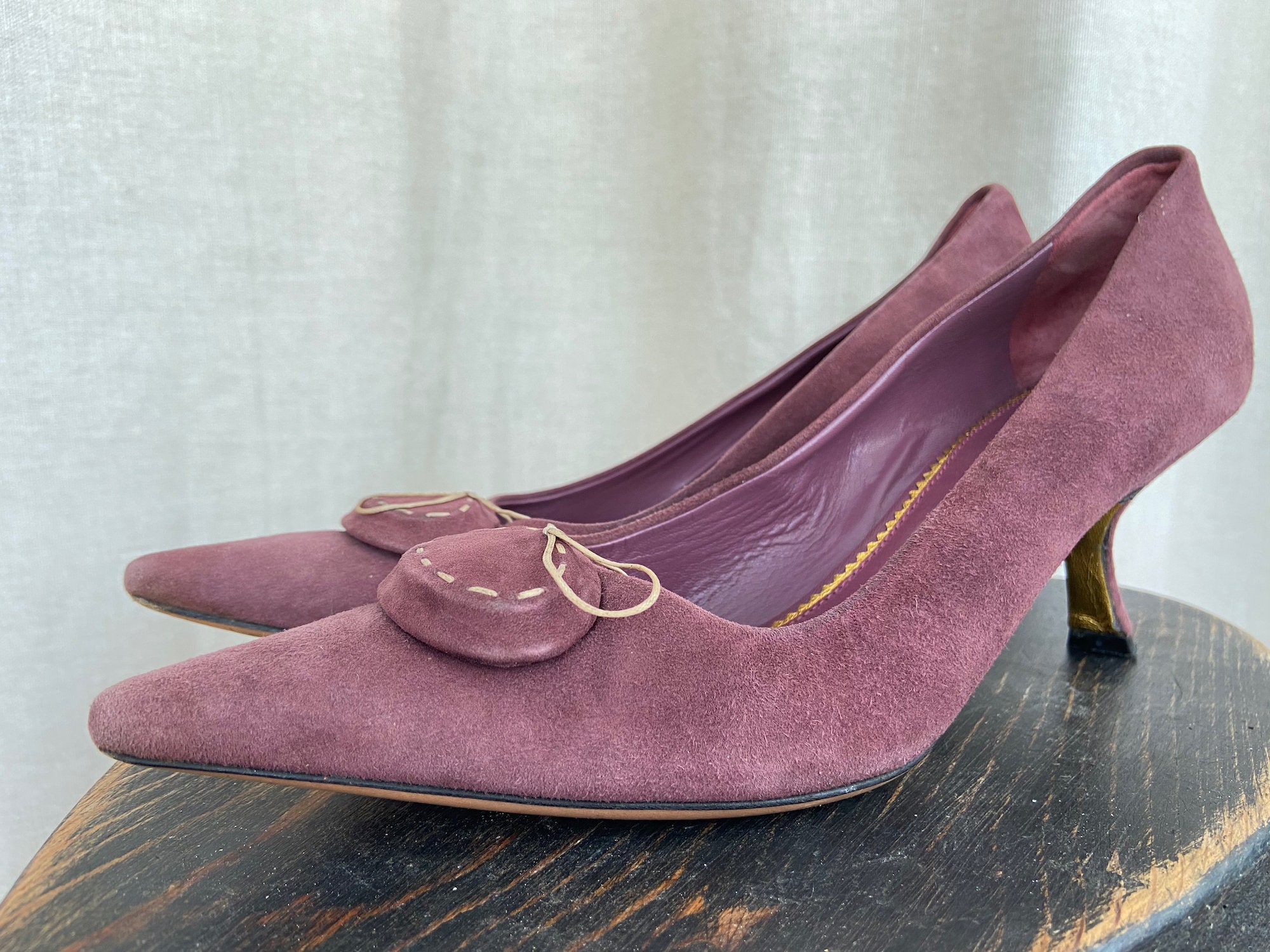 90s Vintage PRADA Suede Kitten Heels Pointed Toe Y2K Prada | Etsy