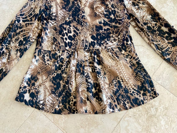 1990s Leopard Print Chiffon Button Down, Vintage … - image 3