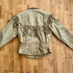 80s Fringed Jacket. Cropped Leather Western Fringe Jacket. Vintage Westernwear Leather Bomber Jacket. M. L image 6