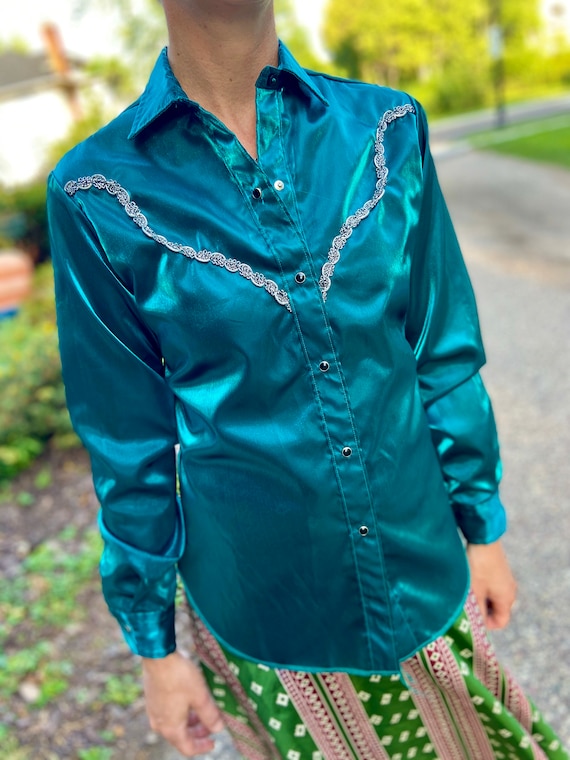 80s Vintage Blouse, Western Rodeo Queen Shirt. Ran