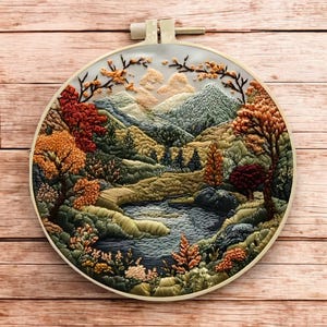 Beginner Embroidery Kit Landscape | Modern Embroidery Kit | Cross Stitch Kit | Gift | Needlepoint Kit | DIY Craft Kit | Embroidery Pattern