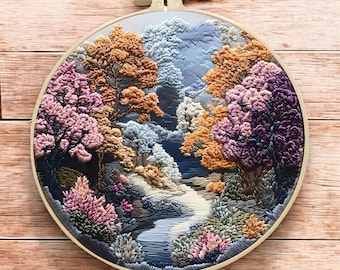 Beginner Embroidery Kit Landscape | Modern Embroidery Kit Cross Stitch | Gift For Her & Him | Needlepoint Kit | DIY Craft Kit