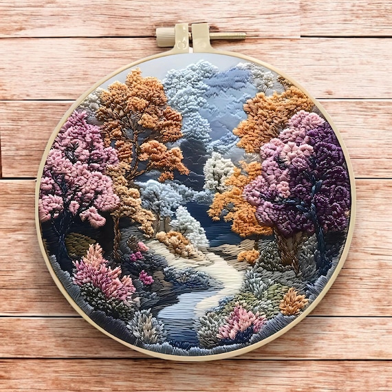 Beginner Embroidery Kit Landscape | Modern Embroidery Kit Cross