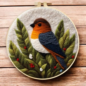 Kit de broderie pour débutant | Broderie paysage oiseaux bricolage | Bricolage au point de croix pour enfants et adultes | Projet de couture facile