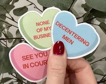 Candy Heart Sticker Set, Giggly Squad Quotes 2 inch Stickers, Galentines Gifts for the Girls