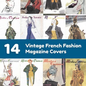 14 Vintage French Fashion Magazine Covers Ephemera Vintage Fashion 1930s 1940s Women&#39;s Fashion