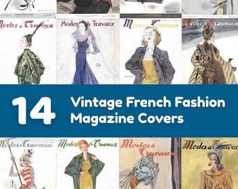 Instant Download | 14 Vintage French Fashion Magazine Covers 1930s 1940s