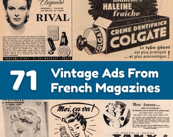 71 Vintage Ads From French Magazines Bundle Scrapbooking Ephemera Collage Vintage Beauty Products