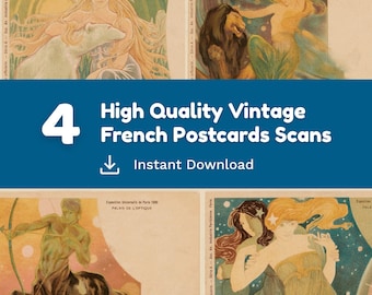 Vintage French Zodiac Postcards | 1900s Astrology Scans (Digital Download)