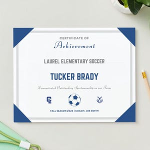 Customizable Sports Award Certificate Template