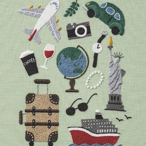 World Travel Embroidery Kit for Beginners, DIY Hand Embroidery Starter Kit with Basic Stitch Tutorial, Needlework, Travel Lover Gift