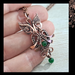 May include: Copper wire wrapped owl pendant with green gemstone accents. DIY Wire Wrap OWL for beginners by GemseekerStudio.