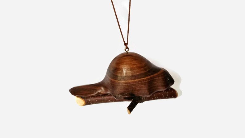 Beaver wood ornament handmade rustic gift from Canada