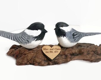 25th anniversary gifts, 50th anniversary, chickadee wood carving